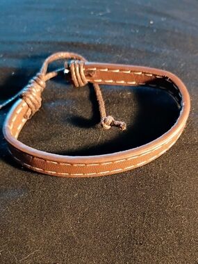 Men's Brown Leather Strap Bracelet - Casual Adjustable